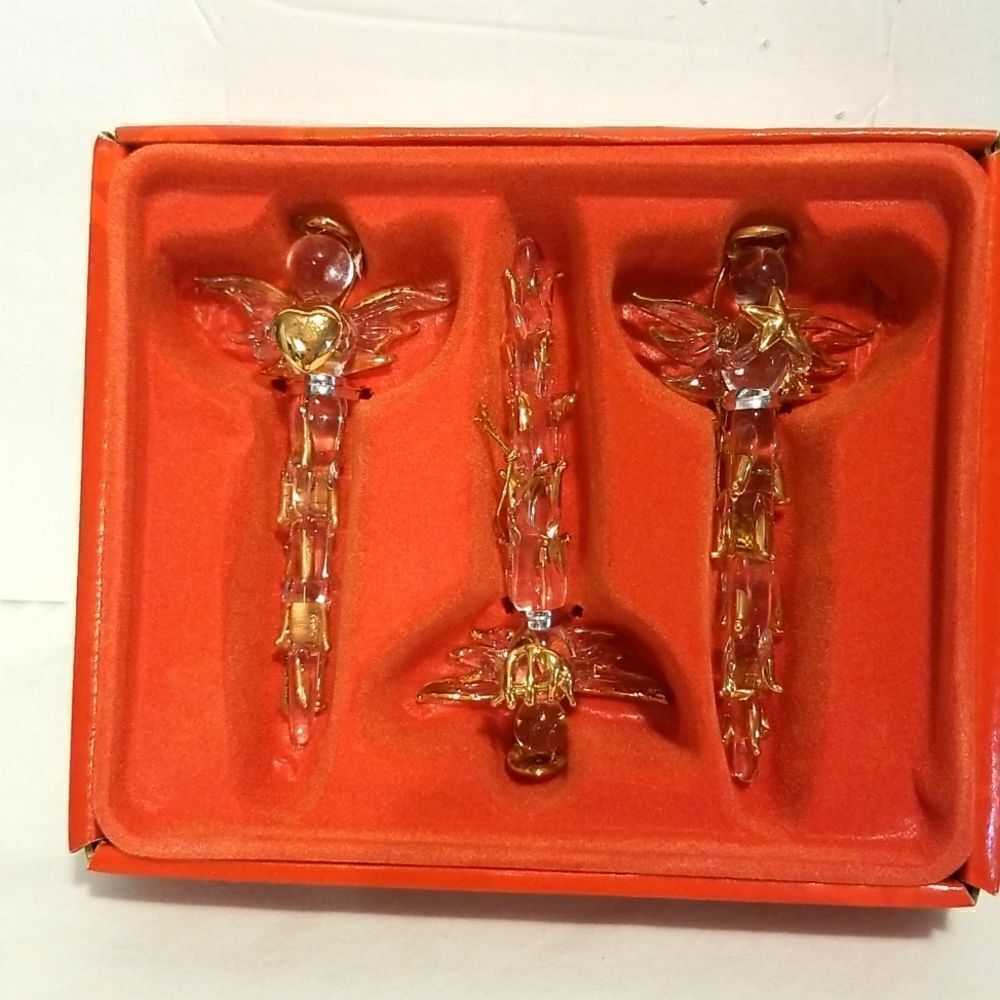 Set of 3 glass ornamentsVintage Kirkland's Glass Angel Ornaments VTG SET OF 3